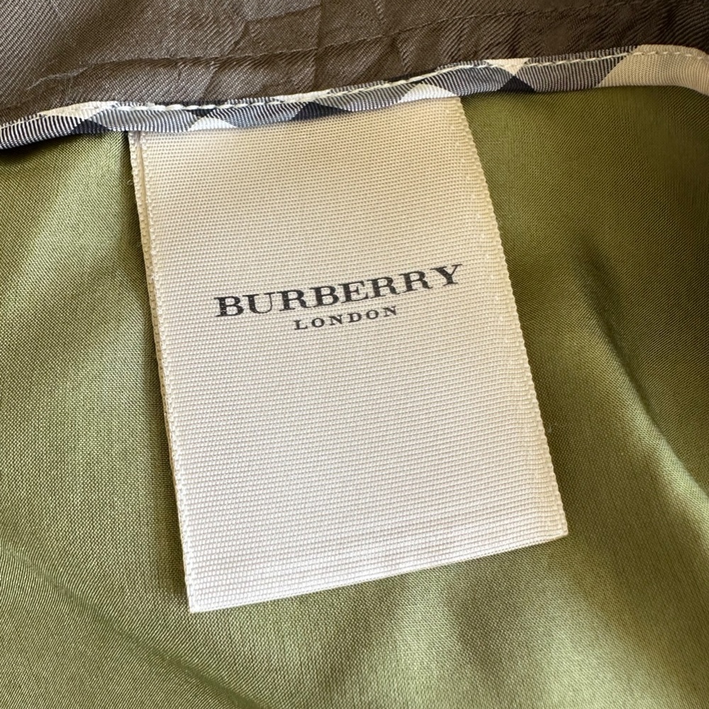BURBERRY Olive Green Pleated Silk Skirt (Low-waisted) - Picture 3 of 5